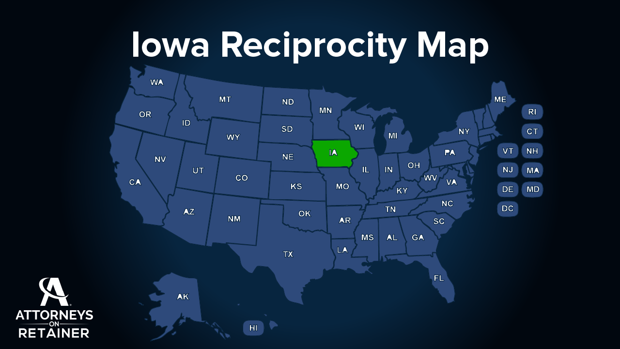 Iowa Reciprocity Map